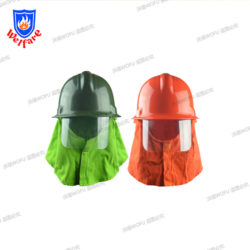 Green and orange Fire proof helmet